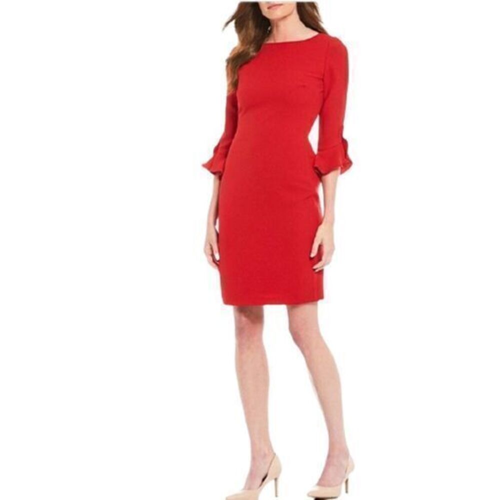 BANANA REPUBLIC Bell Sleeves Red Sheath Dress US 6